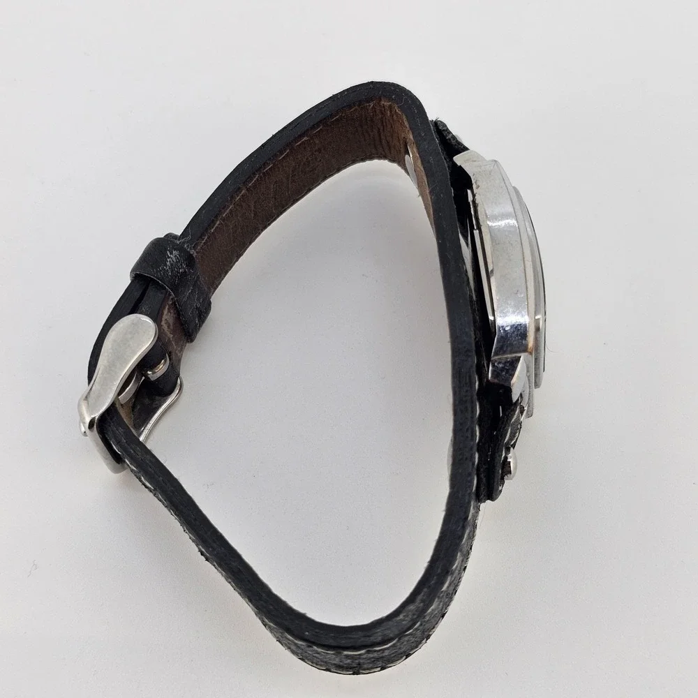 Relic Women's Watch 26mm Gray Dial Black Leather‎ Cuff Band New Battery